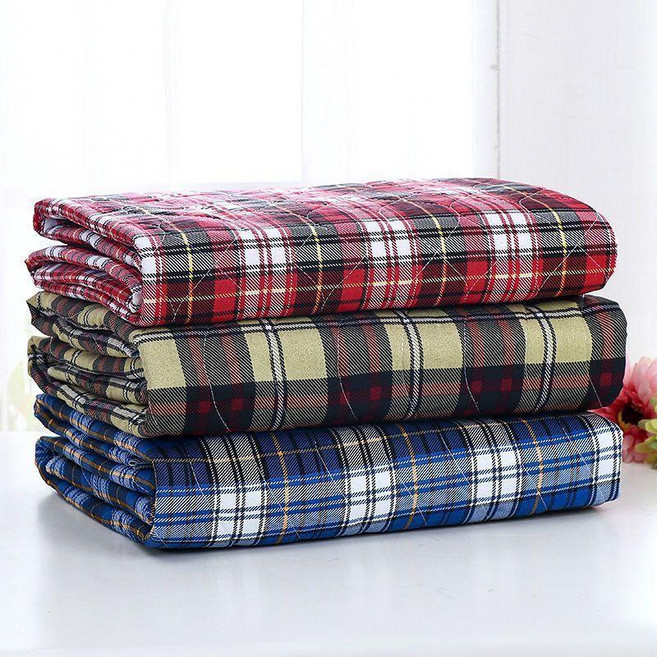 無品牌 純棉老人用隔尿墊護理墊 防水可洗透氣大號成人褥墊, 1個, 四層升級  大紅色大格子款,50*70cm