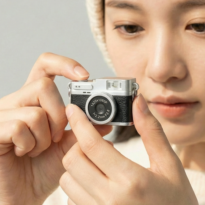 도파밍 미니카메라 키링캠 초소형 레트로 키링 카메라, DPM-25113(블랙)