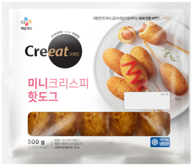 CJ크레잇 미니크리스피 핫도그 500g, 1개