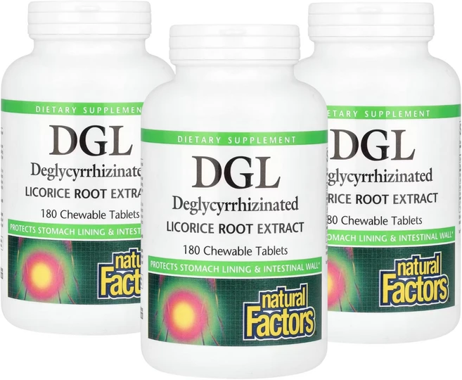 네츄럴팩터스 DGL 뿌리추출물 츄어블 180정, 3개 - 쿠팡