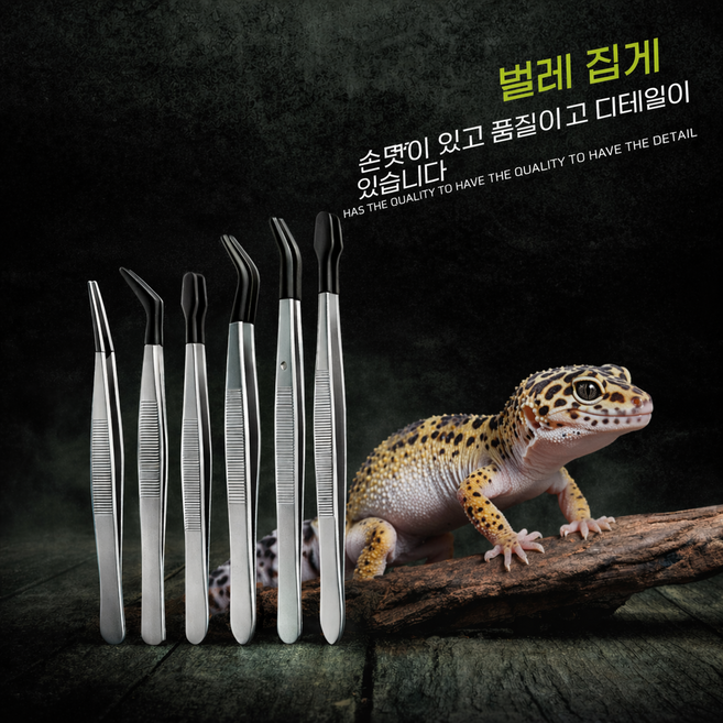 스테인리스 핀셋 곡선형 먹이 집게 사육용 핀셋 파충류 수조 관리 용품, 1개, 핀셋 6종 세트 (원색)