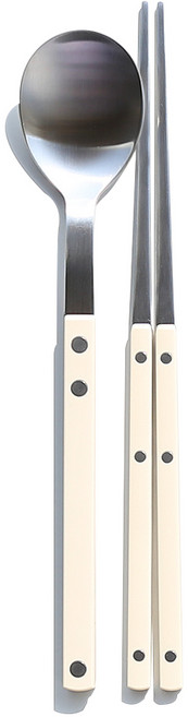 보겐 국산 New 쌍띠에 스텐 한식 수저 세트 실버, 바닐라, 1개, 숟가락+젓가락