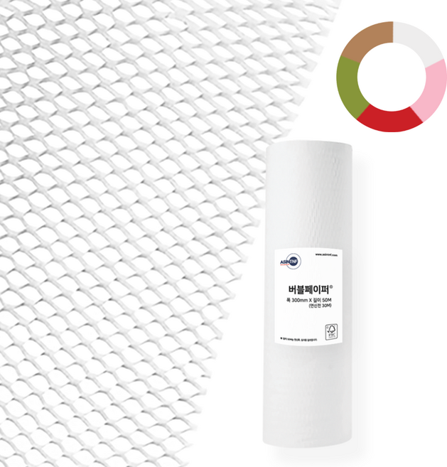 버블페이퍼 종이완충제 종이뽁뽁이 포장지 종이완충재 300mm(폭) 길이 50M(연신전 30M), 1개, 화이트
