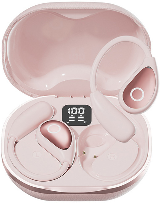 스위트 라이프 귀걸이형 노이즈캔슬링 무선 블루투스 이어폰 M95 오픈형 고음질, 핑크
