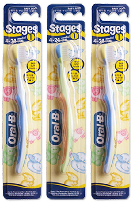 해호 오랄비 스테이지 칫솔 1단계(랜덤), 1개입, 3개