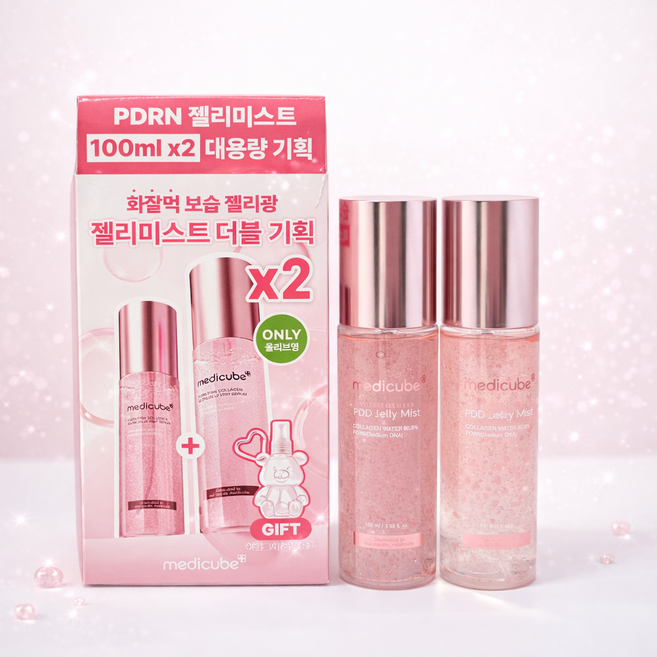 메디큐브 PDRN 핑크 콜라겐 글로우 젤리 미스트 100ml+100ml/2개, 2개, 100ml