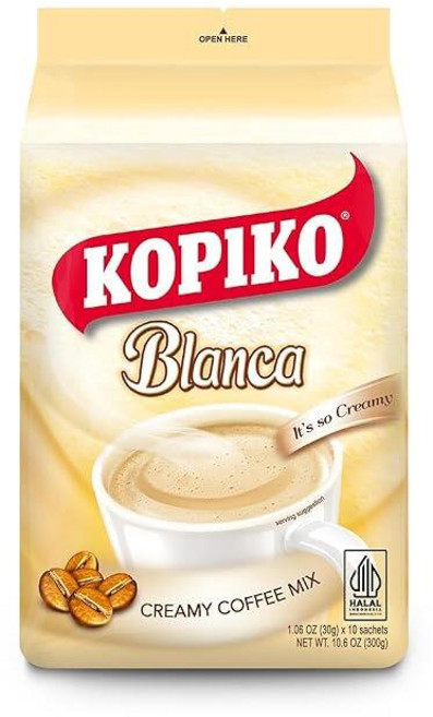 Kopiko Blanca 인스턴트 커피 믹스 – 정통 인도네시아 화산 커피 - 유혹적인 아로마가 있는 맛있는 크리미 인스턴트 커피 (30g(1.1온스)/30g x 커피 스틱 1, 30g