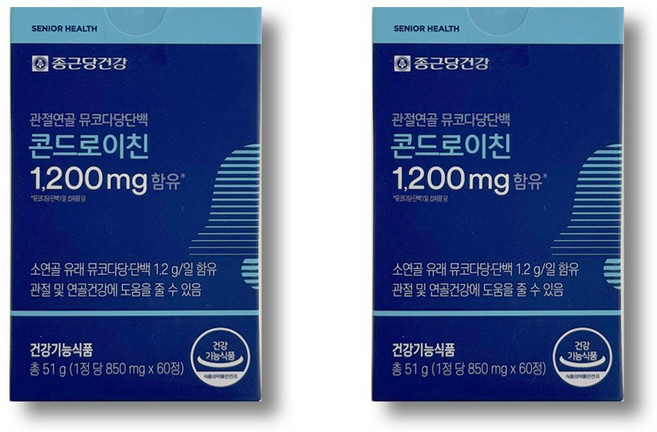 종근당건강 관절연골 뮤코다당단백 콘드로이친, 60정, 2개