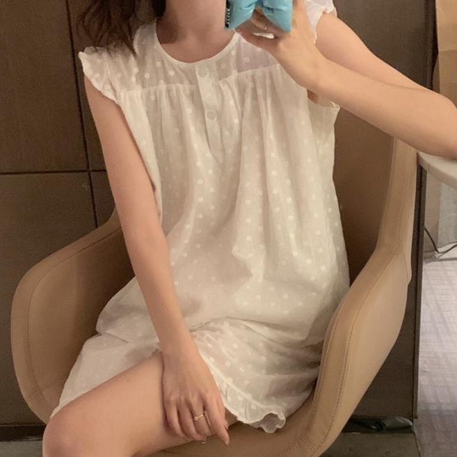 여성 순면 노브라 잠옷 아사면 파자마 민소매 홈웨어 세트