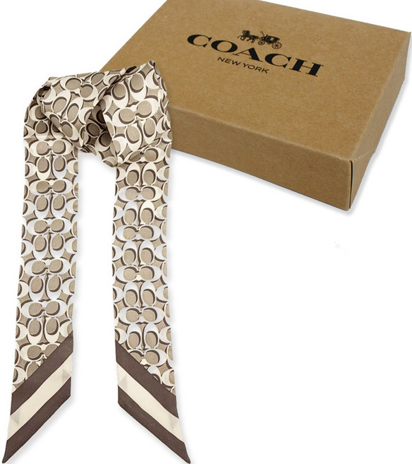 COACH 100%蠶絲長型絲巾