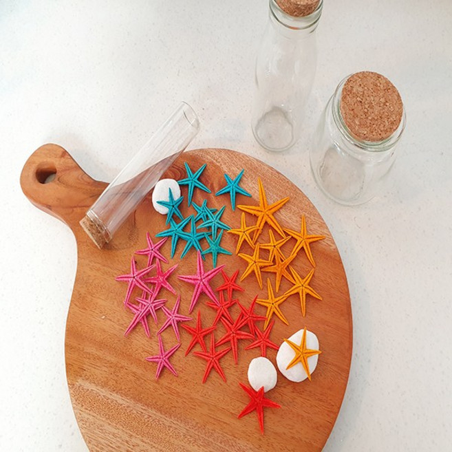 선명한 컬러의 천연 DIY 데코 재료 미니 불가사리 장식 10개 세트, 3.레드 10개