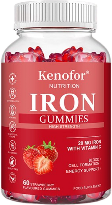 천연 철분젤리 - 비타민C를 첨가하여 흡수율이 높은 철분 영양을 공급하여 여성 남성 어린이에게 적합, 1개, 60회분