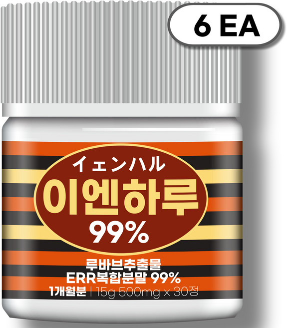 [순도99%] 자생 이엔하루 루바브 추출물 ERR 복합분말 100% 듀팜 정품 해썹 식약청인증 731, 6개, 15g