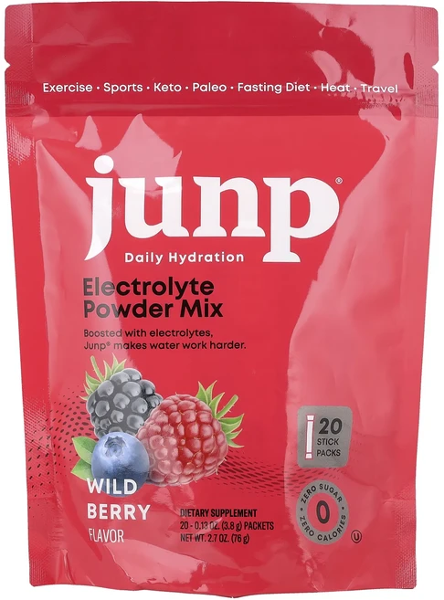 효과가 좋은 JUNP Hydration 전해질 파우더 믹스 와일드 베리 스틱팩 20개 개당 3.8g(0.13oz) 최저가격, JUNPHydration전해질파우더믹스와일드베리스틱팩2 - 쿠팡