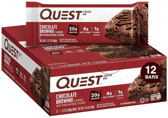 퀘스트뉴트리션 프로틴바 초콜릿 브라우니 바 12개 개당 60g