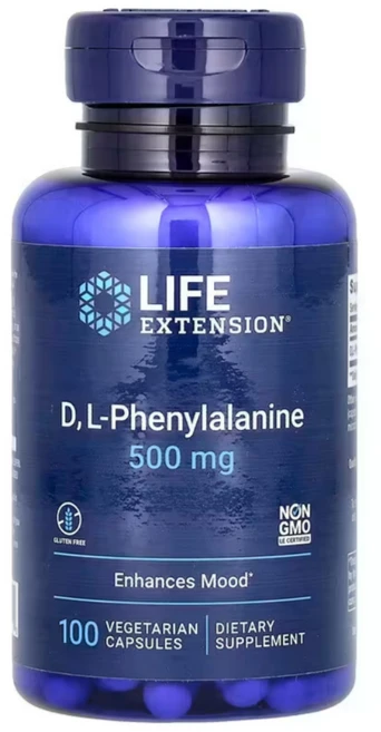 라이프익스텐션 D L 페닐알라닌 500mg 100 식물성 캡슐 아미노산 효능 효과, 기본, 1개, 100정 - 쿠팡