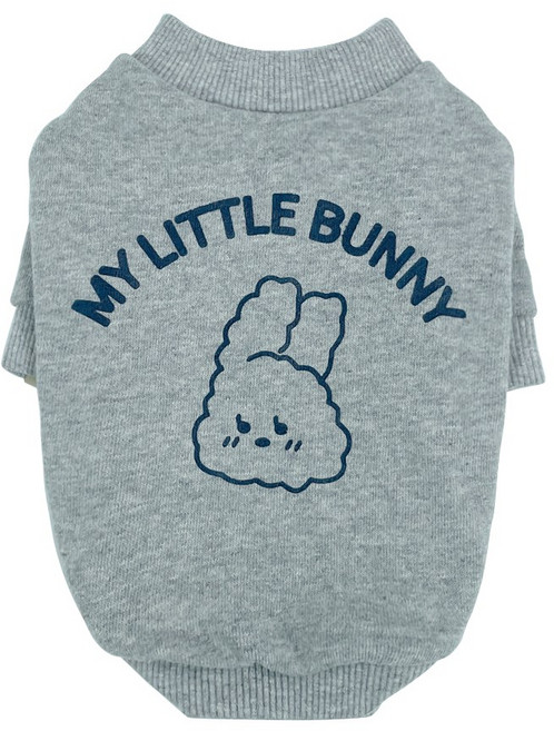 그루밍독 반려동물 리틀 버니 맨투맨 티셔츠, 그레이, 1개