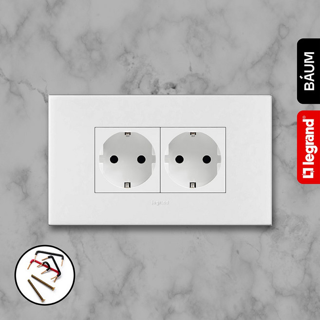 아테오 유럽형(EU) 화이트 2구 콘센트 프랑스 르그랑 거실 침대 헤드 고급 모던 인테리어, 02_2구 콘센트