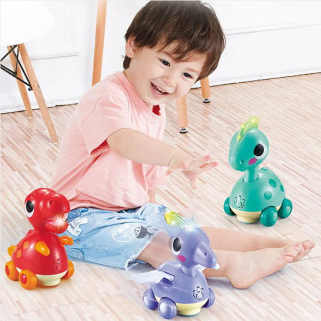 [홀라] 터치하면 움직이는 멜로디 쥬라기 공룡 장난감 3종 택1, 테라소어(보라), 1개