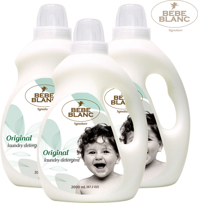 베베블랑 민감 피부 시그니처 신생아 아기 세탁 세제 무향, 3개, 2L