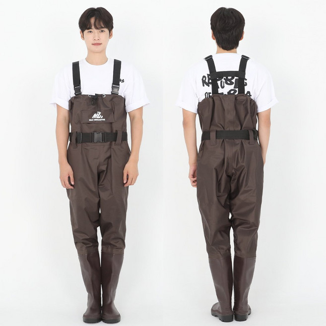 해루질 가슴장화 갯벌 낚시 체스타웨이더 방수 작업용 장화, 260, 브라운