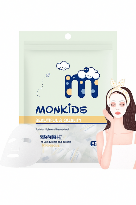 알갱이 압축 마스크 시트 50매 마스크팩 시트지, 50개, 화이트