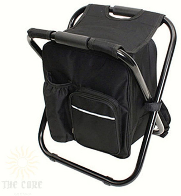 싸파 신개념 접이식 배낭 의자 낚시 캠핑 쿨러백, 블랙, 1개