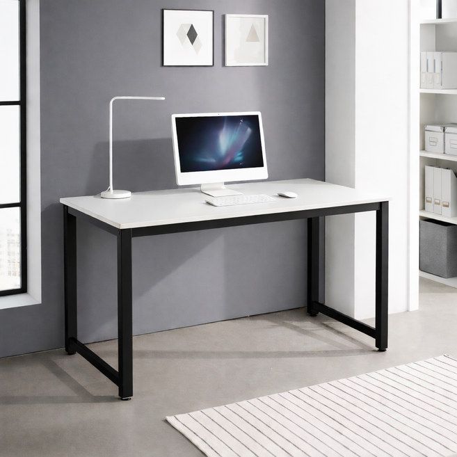 [국내제작] 인퍼니처 S1 컴퓨터책상 조립식 회의용 사무용 철제테이블, 블랙화이트