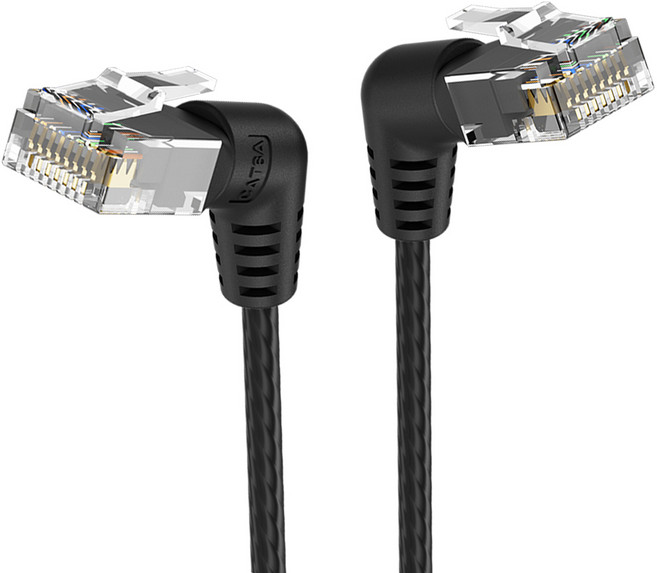 벤션 CAT6A UTP 360도 회전꺽임형 울트라슬림 초고속 기가 랜선 블랙 IBOB, 8m, 1개