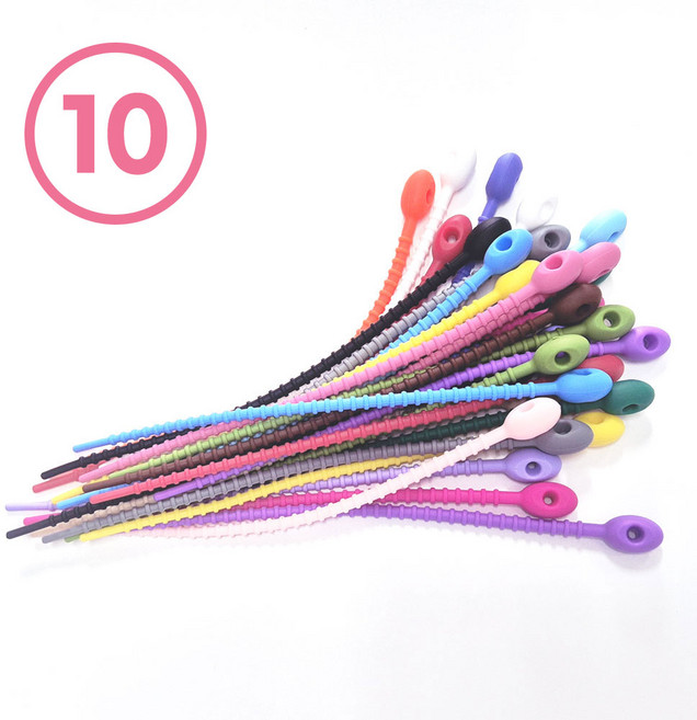 루리코 실리콘 케이블타이 전선정리 선정리 스트랩, 10개 SET