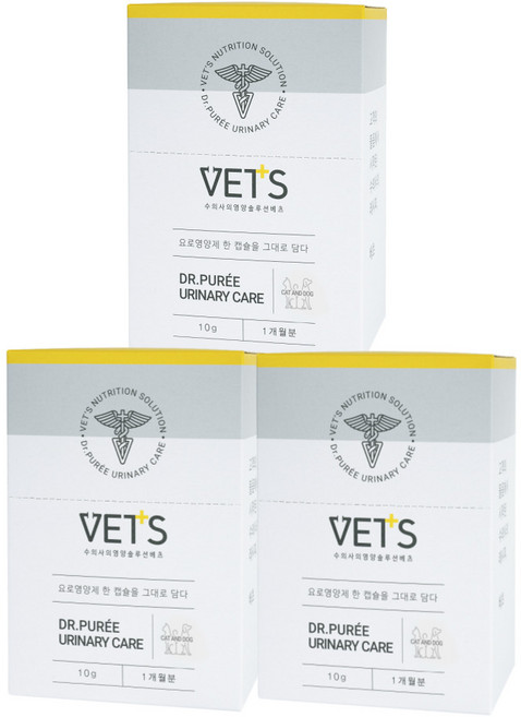 Vets 반려동물 닥터퓌레 영양제, 30회분, 유리너리+결석, 3개