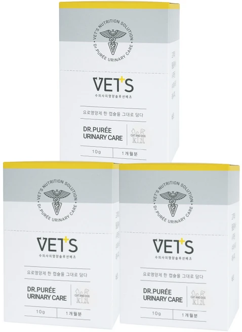 Vets 반려동물 닥터퓌레 영양제, 30회분, 유리너리+결석, 3개 - 쿠팡