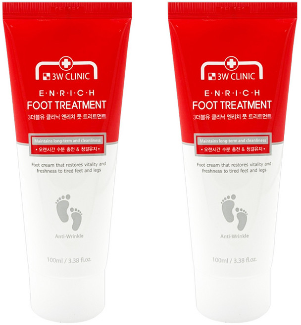 3W 클리닉 엔리치 풋 트리트먼트 발 보습 각질 케어, 1개입, 2개, 100ml