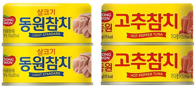 동원 라이트스탠다드 참치 135g x 2p + 고추참치 135g x 2p 세트, 1세트