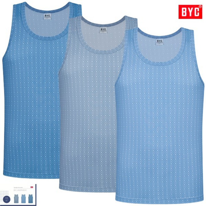 BYC화사한포인트패턴유색칼라민소매런닝3매입MCF2172