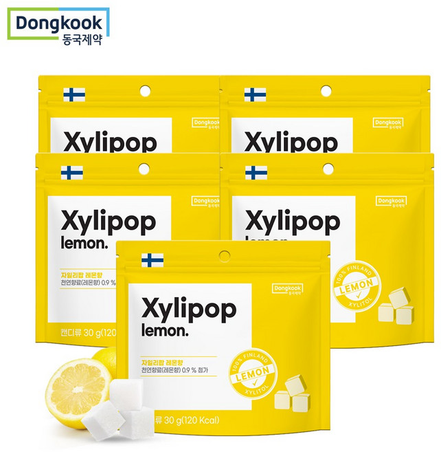 동국제약 핀란드산 자일리톨 캔디 자일리팝 레몬맛, 5개, 30g