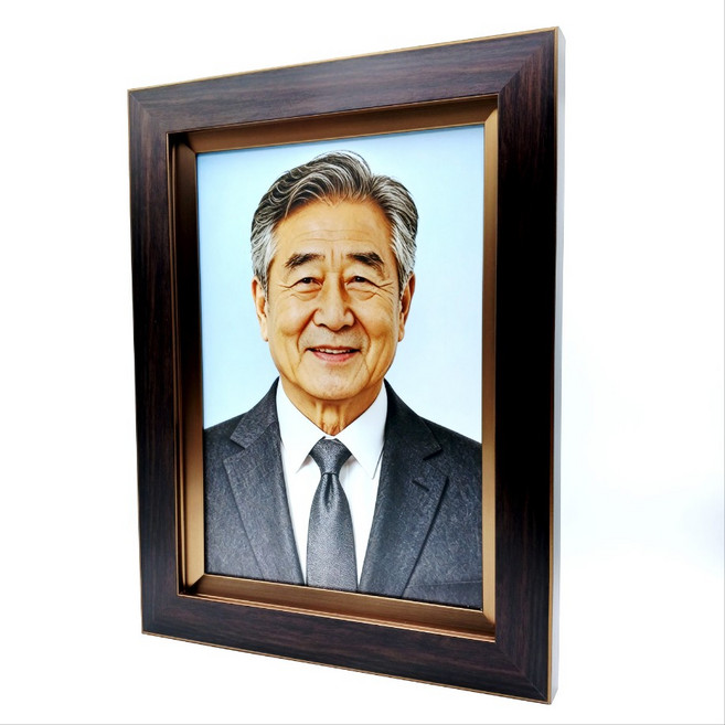 영정사진 영정액자 장수사진 추모사진 장례식용 11x14사진인화 코팅 액자포함 고급액자 국내생산 실물촬영 원스톱제작 맞춤제작, 다크브라운
