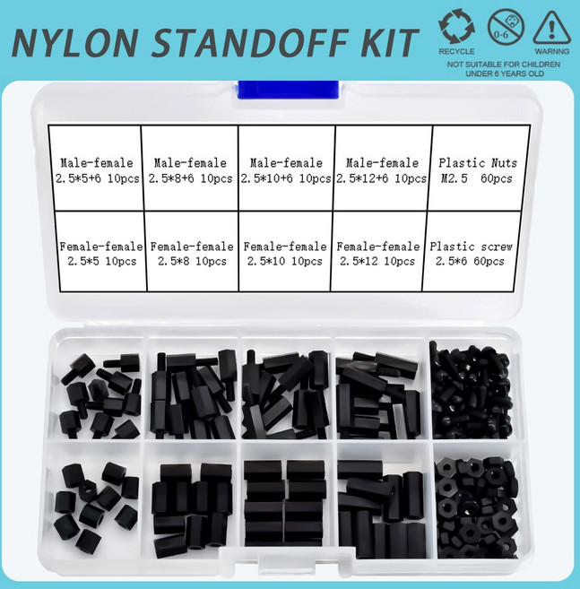 나일론 PCB 마더보드 스탠드오프 M3 플라스틱 나사 키트 M2 볼트 M2 절연 너트, 1개