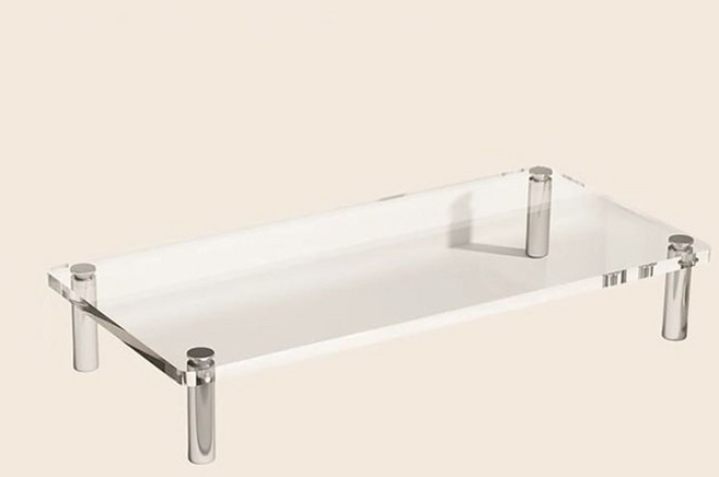 아이레노 아크릴 모니터 받침대 컴퓨터 선반 거치대 데스크 공간활용 깔끔한 정리, 투명 40CM