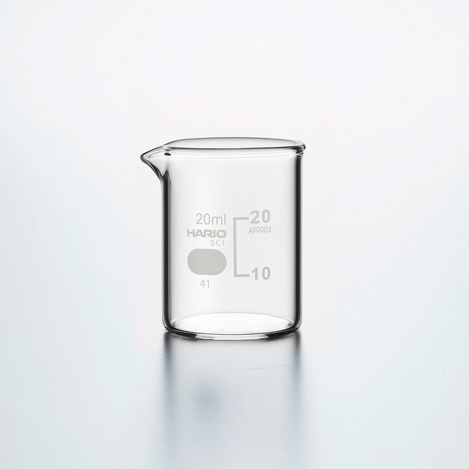 HARIO SCI 廣口燒杯 耐熱玻璃 實驗量杯 多尺寸, 1個, 20ml, 透明