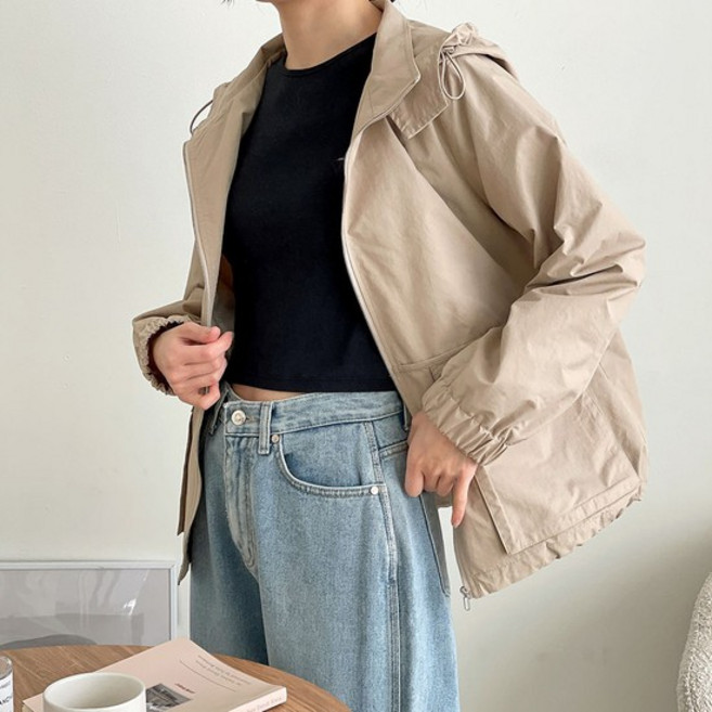 벌룬핏 하프코트 엑스라지 여성 봄야상점퍼 후드집업