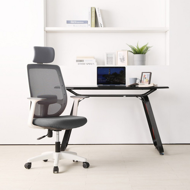 린백 LB16HW 사무용 사무실 회의실 컴퓨터 학생 공부 책상 메쉬 요추 높이조절 팔걸이 의자, 그레이