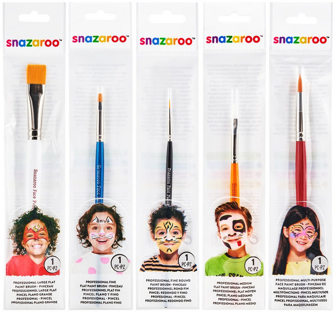 영국 스나자루 페이스 페인팅 점보(대용량) 팔레트 18ml x 8 할로윈 코스프레 행사용대용량, 전문가용 페이스페인팅 브러쉬-라지 플랫(화이트)