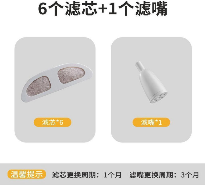 智能寵物飲水機 無線感應 90天續航 3500ml大容量, 1個, 濾芯半年裝共6個濾芯1個濾嘴