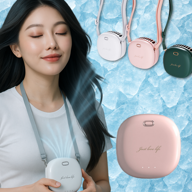 [핸즈프리] 누바르 마카롱 목걸이 휴대용 선풍기 손선풍기 목선풍기 스트랩 KC인증, 1개, 파스텔핑크(Pink)