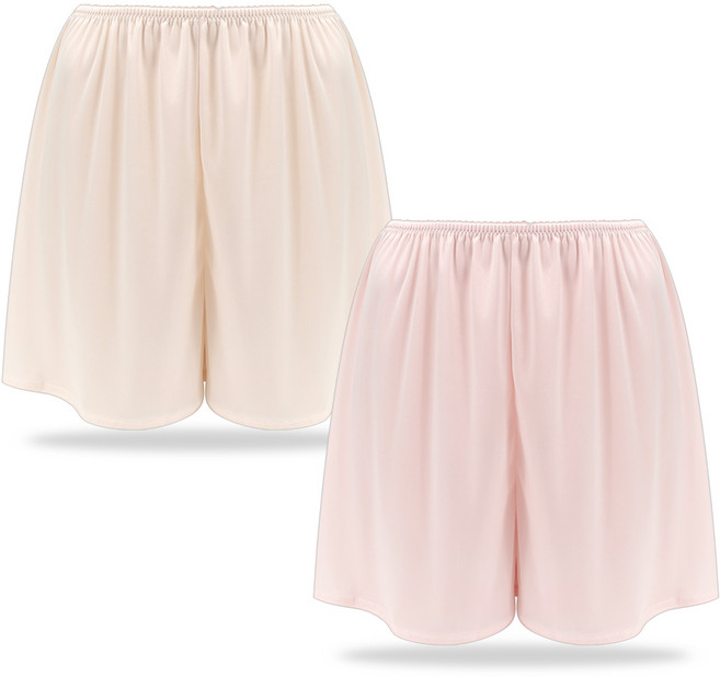 마켓콩 여성 실키 세미달 무지 훌라 속바지 2매 (L~XL-블랙 스킨 핑크) 치마속바지