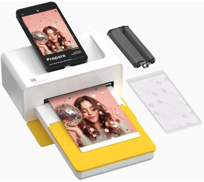 코닥 독 플러스 4패스 즉석 사진 프린터 4x6인치 휴대용 블루투스 및 도크 2in1 가정용 선물용 아이폰 안드로이드용 50장 묶음, Printer + 10 Sheets