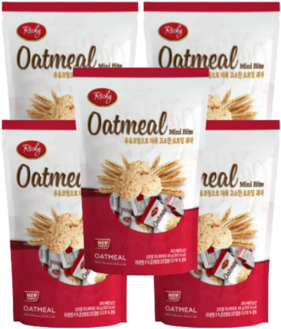 리치 오트밀 미니바이트 스낵, 40g, 5개