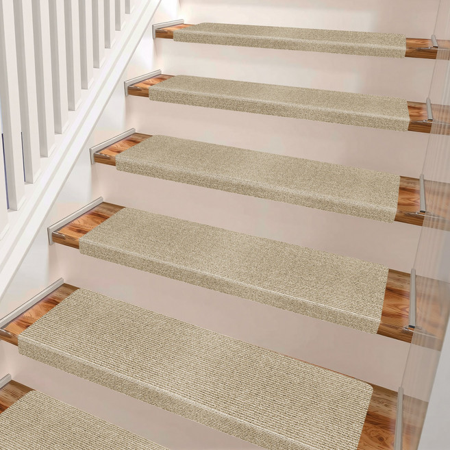 미끄럼방지계단매트 6장, 베이지, 1세트