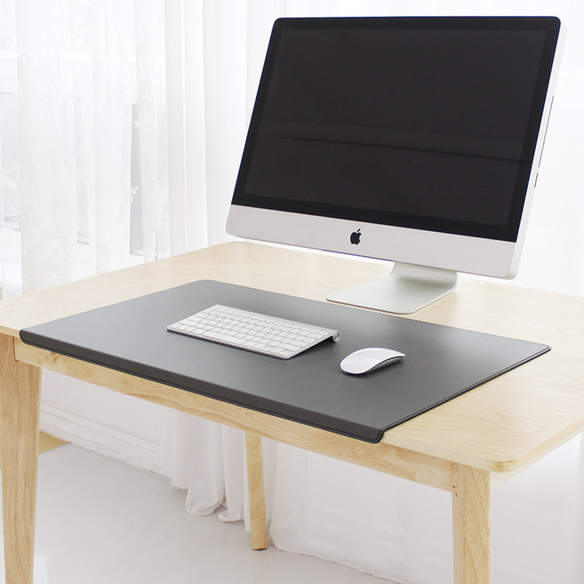 가죽과 철판의 만남 대형 와이드 데스크패드 매트, 직사각형, 2cm꺽임, 진그레이